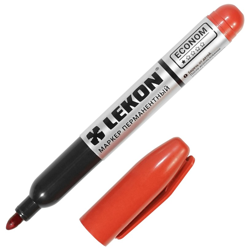 Перманентный маркер LEKON ECONOM красный 012413