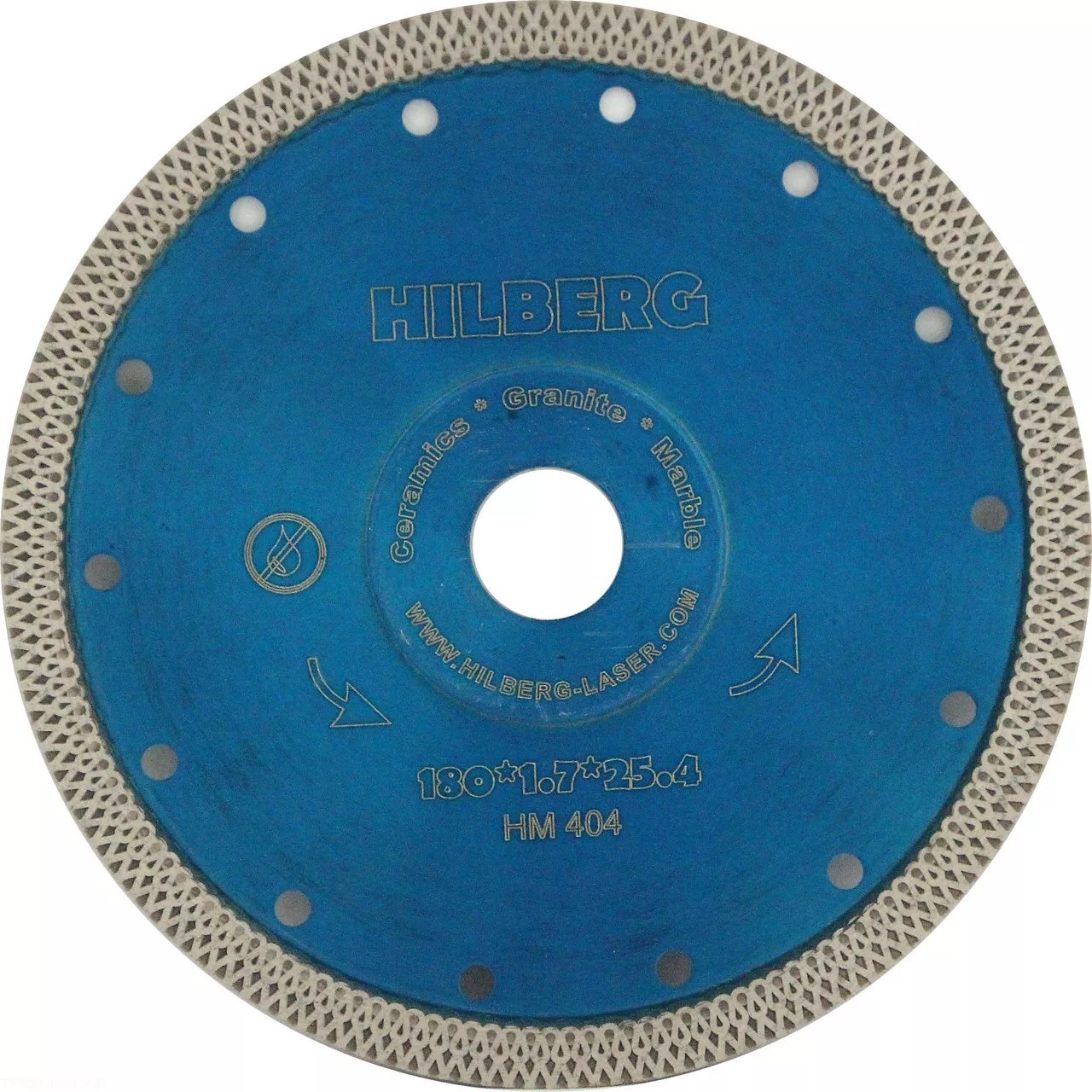 Диск алмазный отрезной Hilberg ультратонкий Hard Materials Х-type  180*10*25.4 Толщина реж.кромки 1.7mm (переходное кольцо на 22.23) HM404