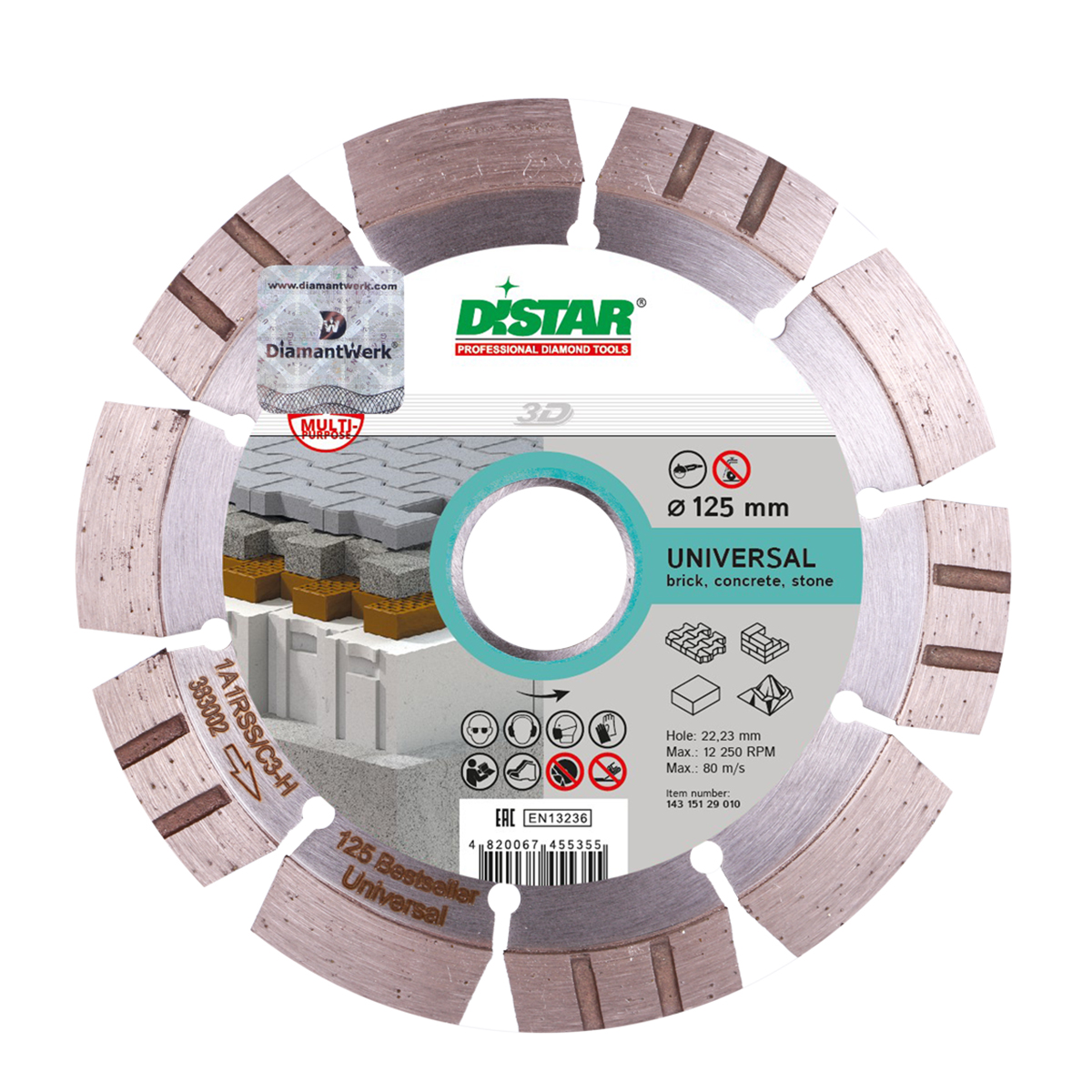 Алмазный диск DISTAR 1A1RSS/C3-H 125×2,2/1,4×11×22,2-10 Bestseller Universal 143 151 29 010