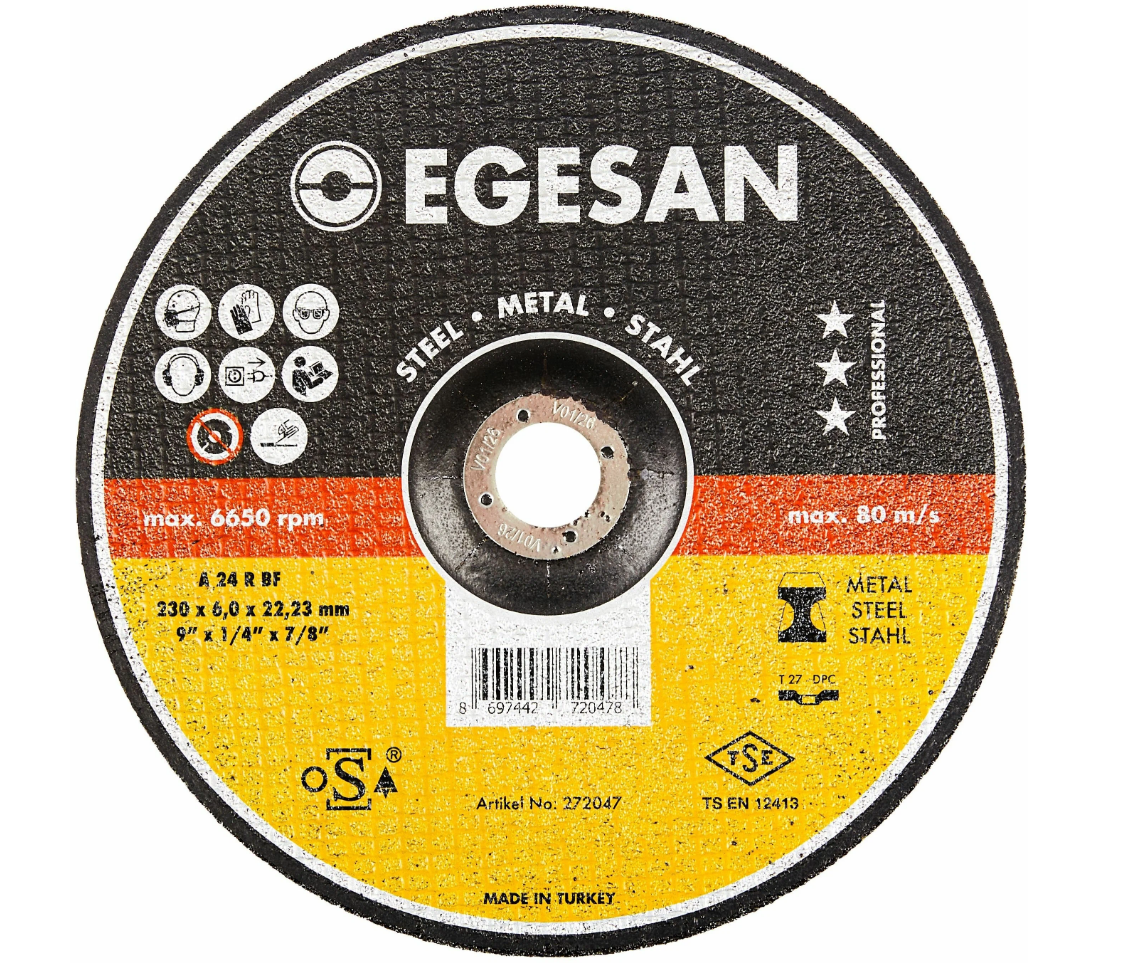EGESAN Отрезной круг STEEL 230x6x22мм, А24 R BF,угл.сталь, металл (шлифовальный)