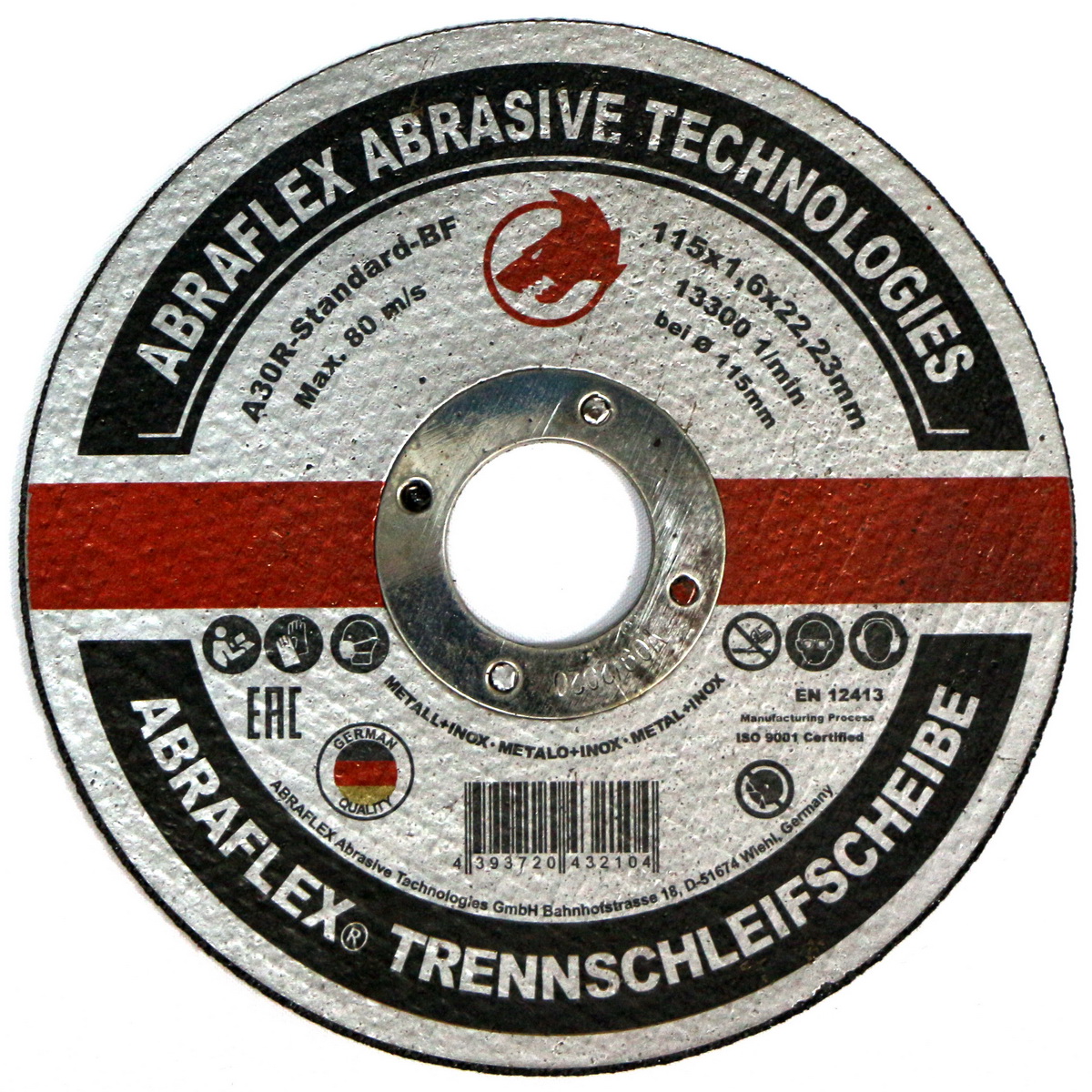 Отрезной круг А30R Standard INOX / BF 115х1,6х22,2 мет + нерж ABRAFLEX 10517