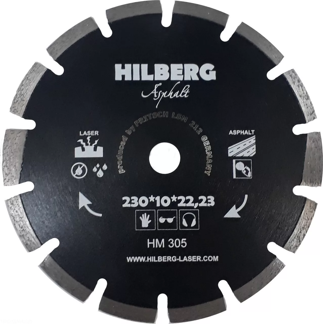 Диск алмазный отрезной Hilberg Asphalt Laser 230*10*22,23mm HM305
