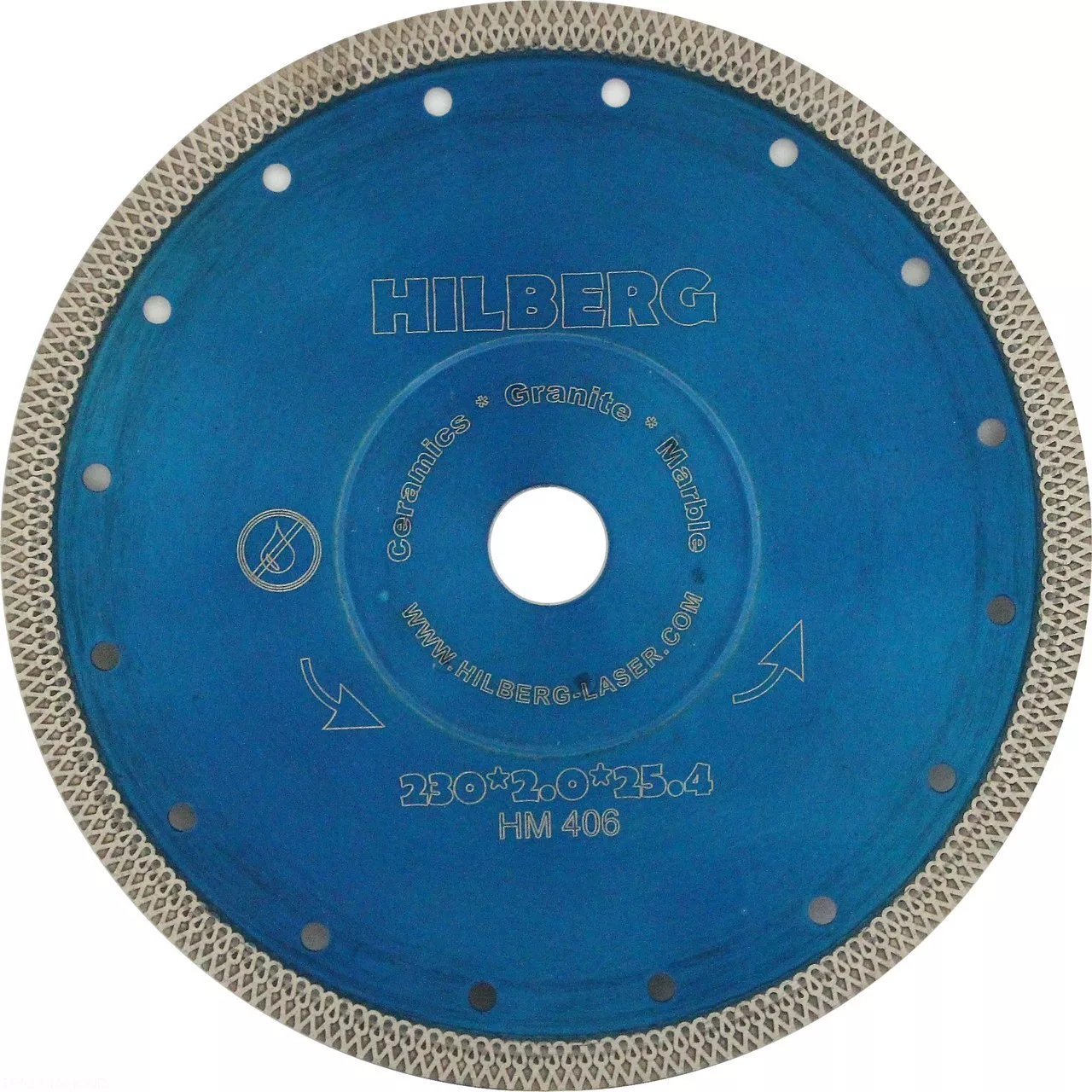 Диск алмазный отрезной Hilberg ультратонкий Hard Materials Х-type 230*10*25.4 Толщина реж.кромки 2mm переходное кольцо на 22.23 HM406