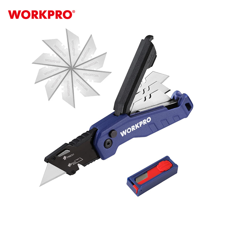 НОЖ   АЛЮМИНИЕВЫЙ СКЛАДНОЙ  БЫСТРОЕ ОТКРЫТИЕ, СИНИЙ  WP211025 WORKPRO