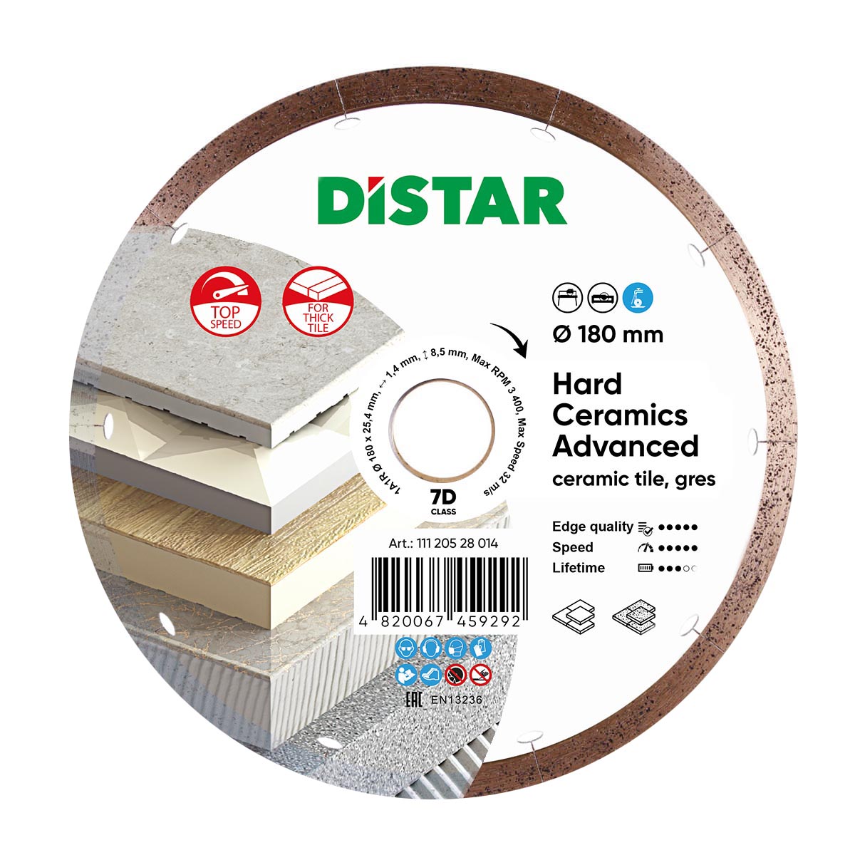 Алмазный диск DISTAR 1A1R 180×1,4×8,5×25,4 Hard Ceramics Advanced 111 205 28 014