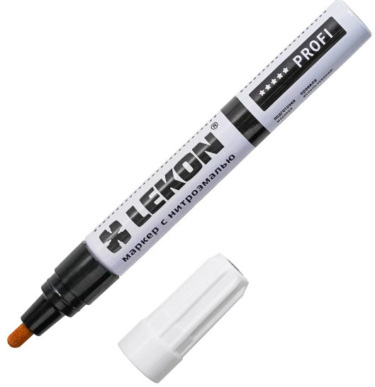 Маркер LEKON profi с нитроэмалью, черный 018804