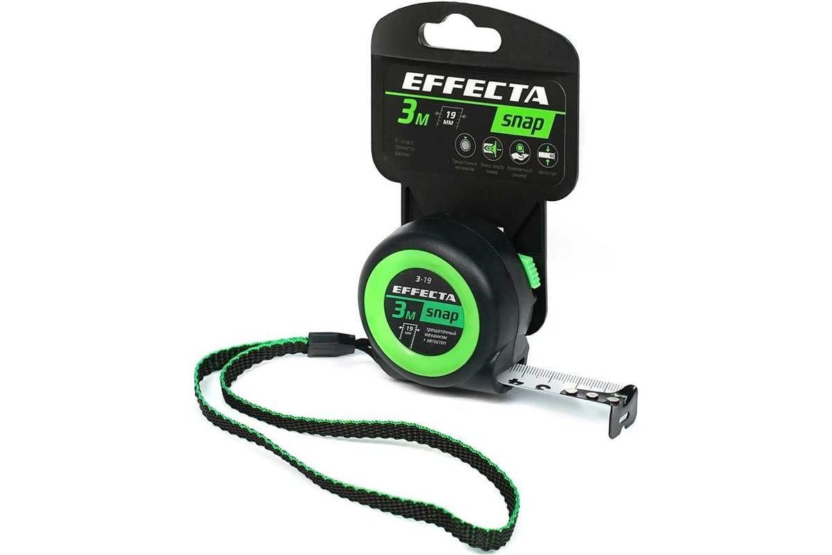 Рулетка EFFECTA SNAP, автостоп,  3 м/19 мм, 560319