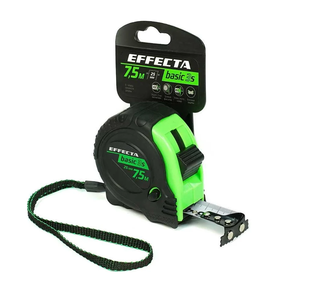 Рулетка с магнитом EFFECTA Basic 3S 7,5м / 25 мм, 3 стопа.