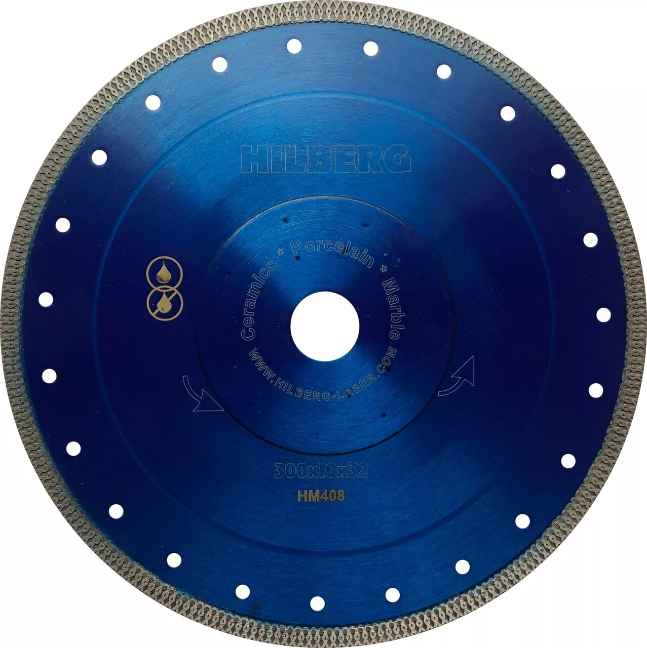 Диск алмазный отрезной Hilberg ультратонкий Hard Materials Х-type 300*10*32 Толщина реж.кромки 2.2mm (переходное кольцо на 25.4) HM408