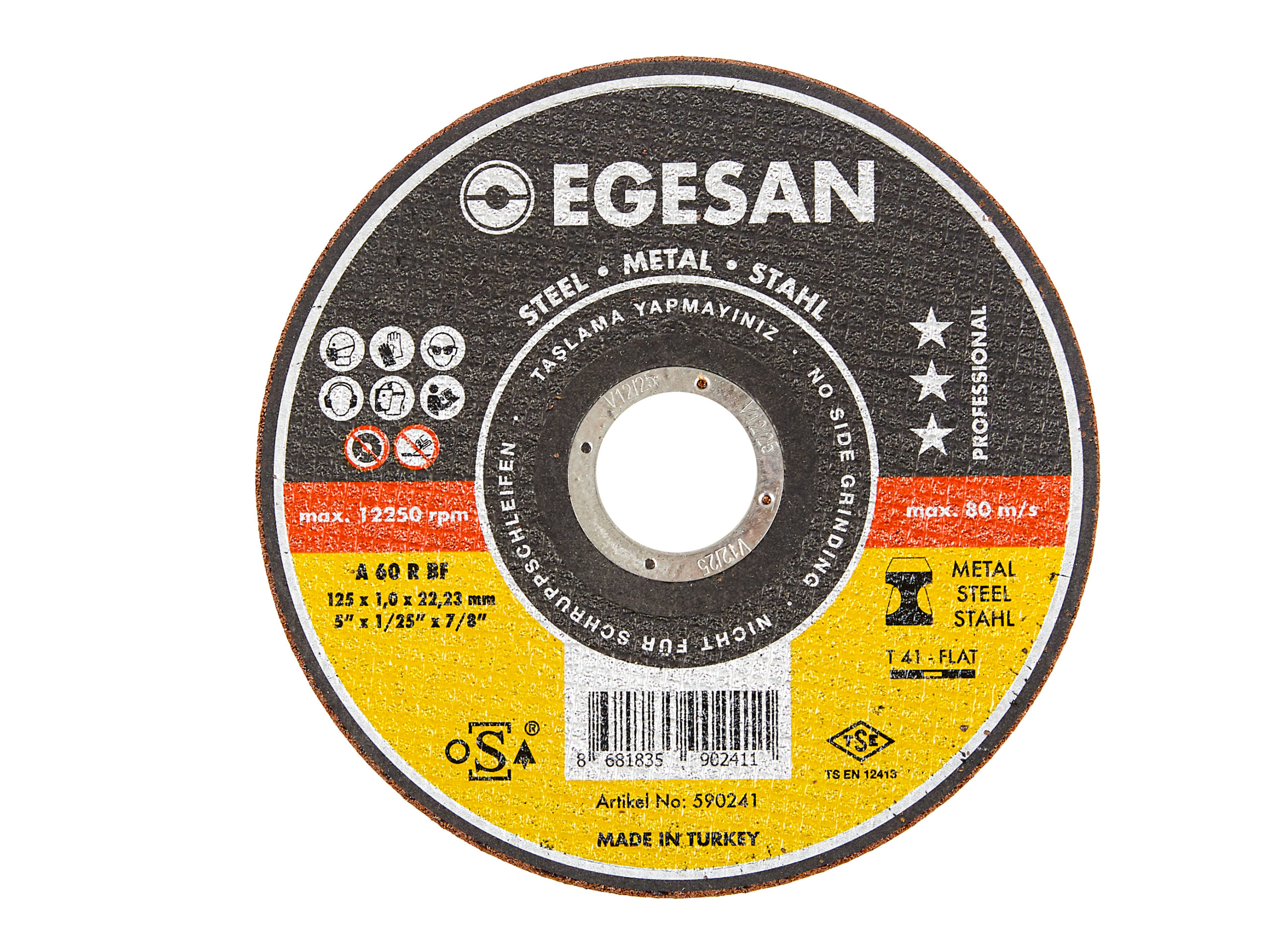 EGESAN Отрезной круг STEEL 125x1x22мм, А60 R BF, угл.сталь, металл (тонкий) 590241
