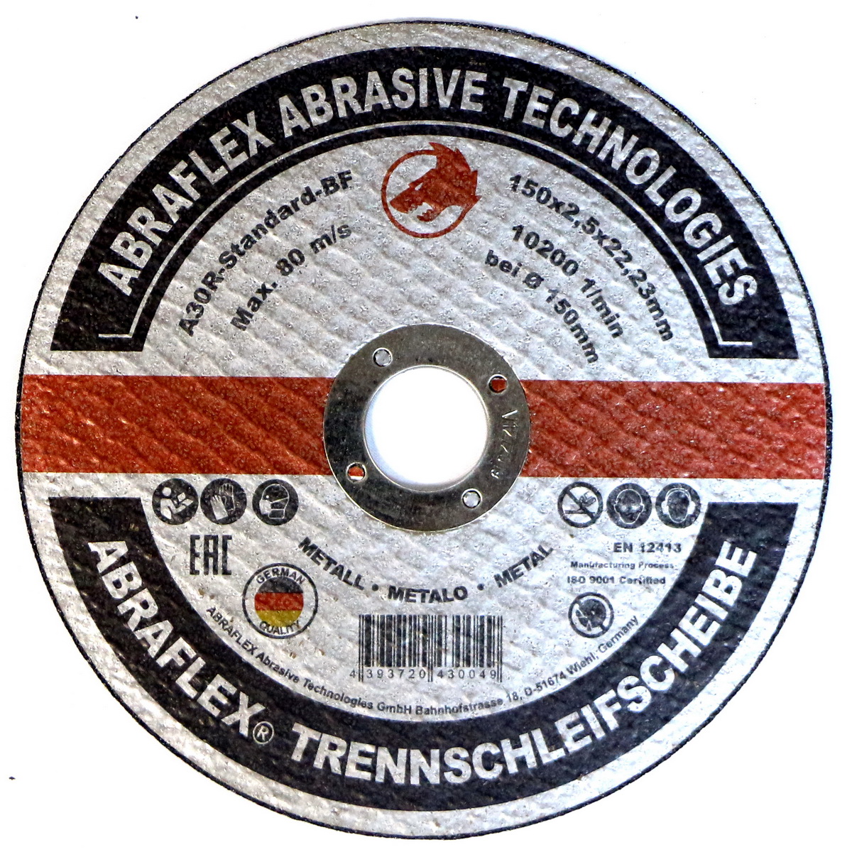 Отрезной круг ABRAFLEX A30R Standart BF 150x2,5x22,2 сталь 10524