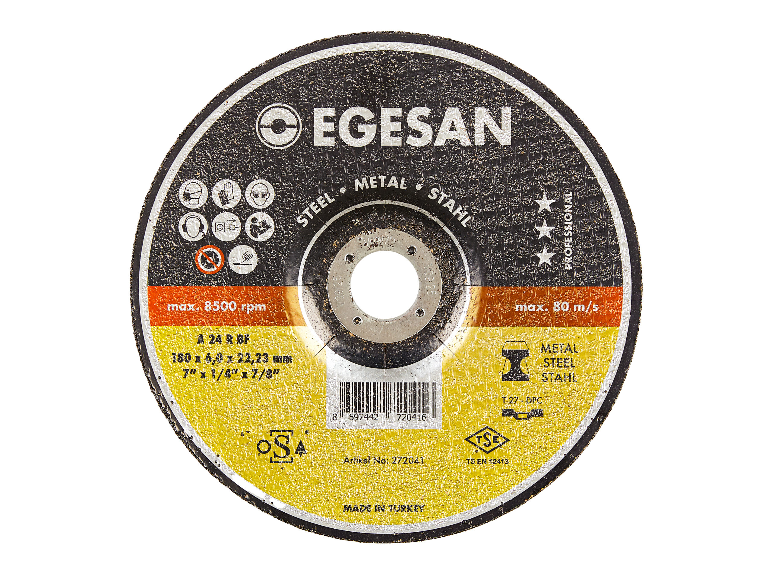 EGESAN Отрезной круг STEEL 180x6x22мм, А24 R BF,угл.сталь, металл (шлифовальный) 272041