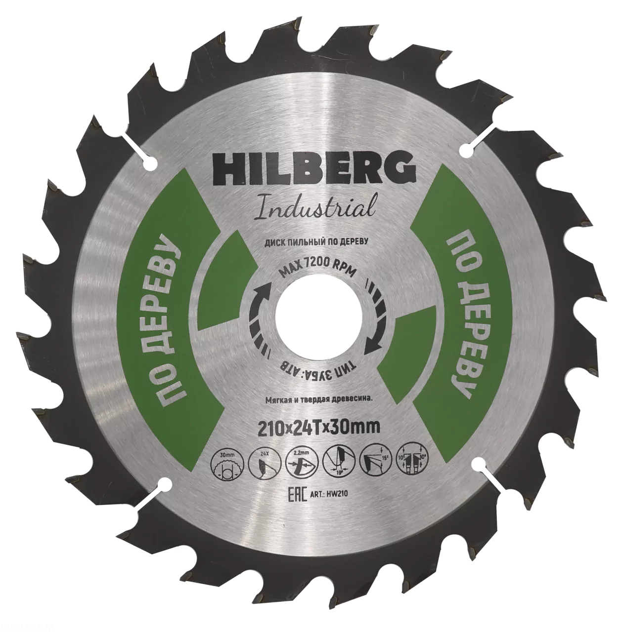 Диск пильный Hilberg Industrial Дерево 210*24Т*30mm HW210
