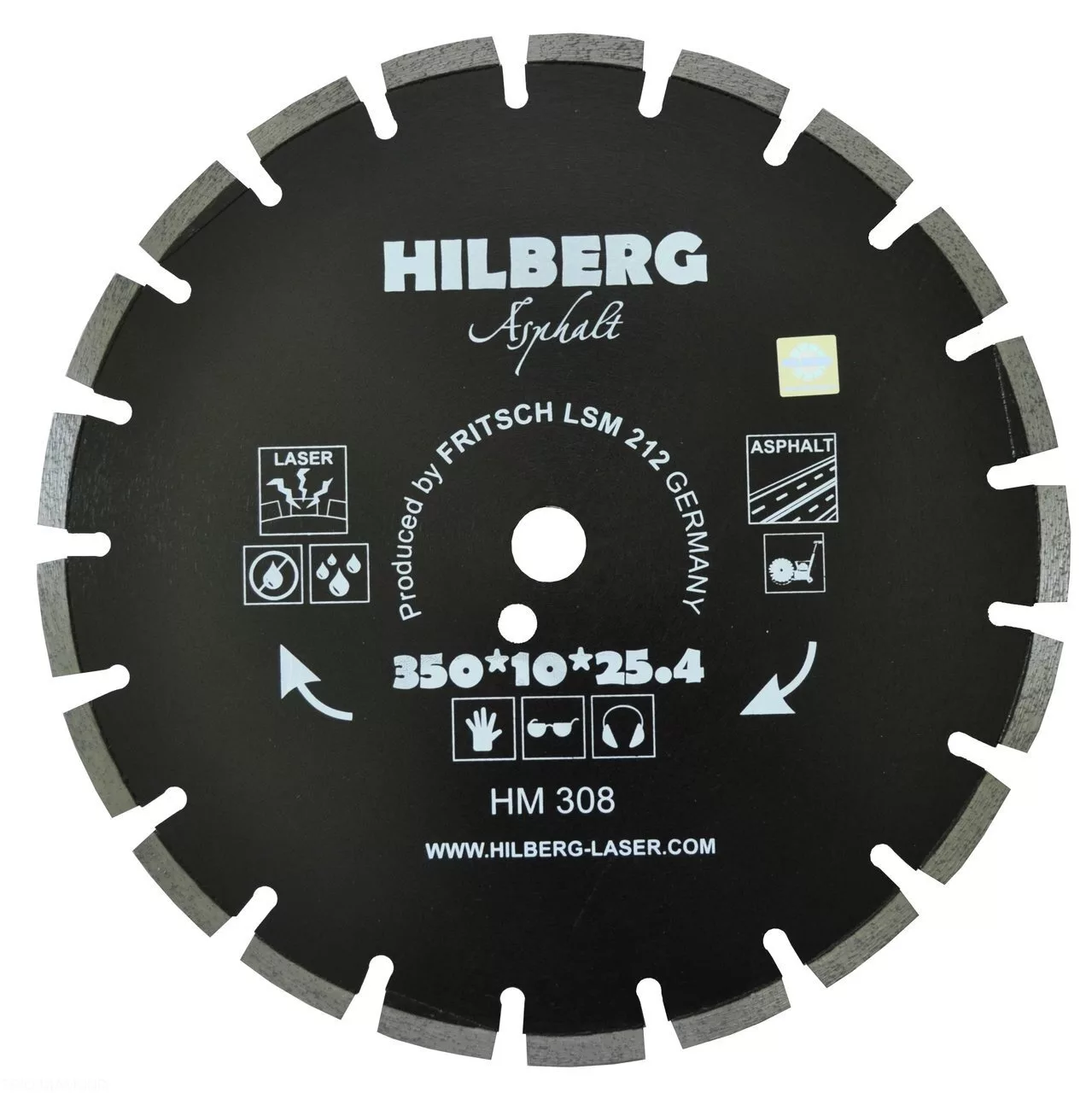 Диск алмазный отрезной Hilberg Asphalt Laser 350*10*25.4/12mm HM308