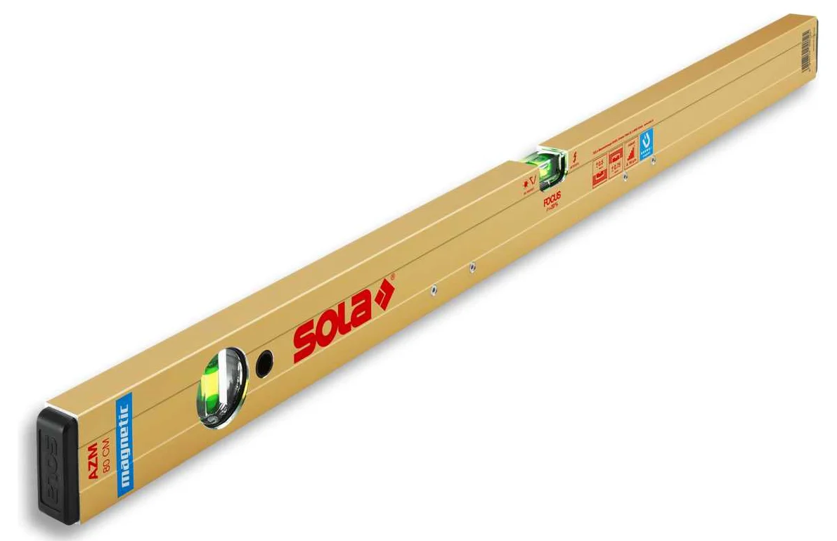 SOLA Уровень алюминевый магнитный AZM 40, L=40 см, 2 глазка, точн. 0,5мм/м 01820501