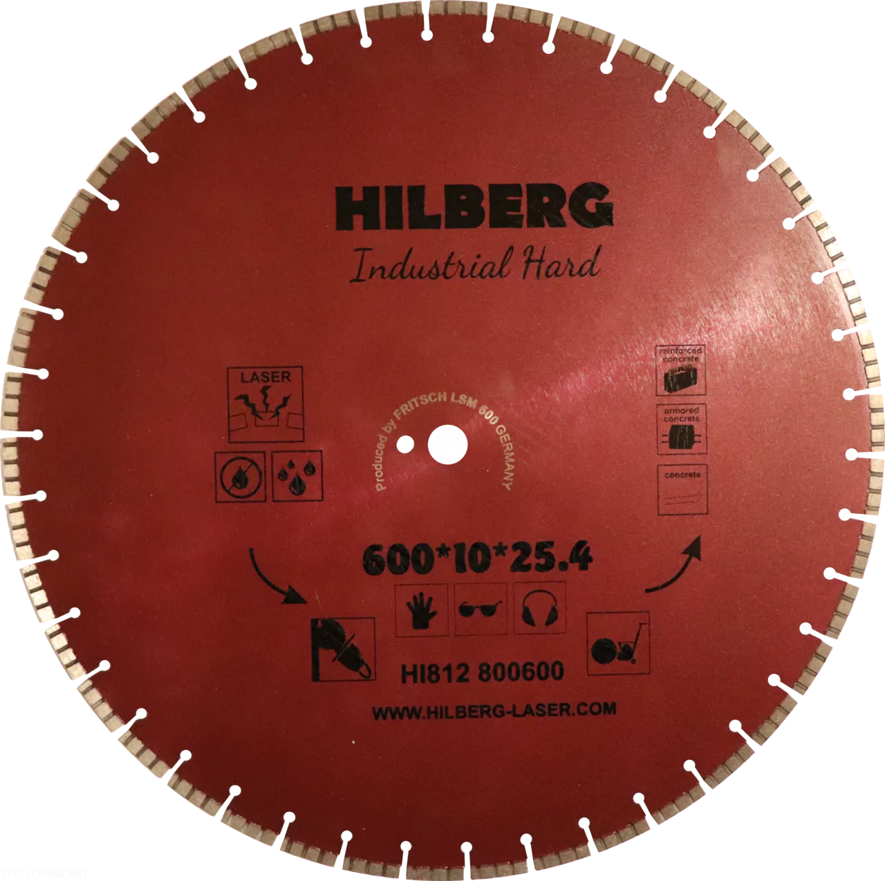 Диск алмазный отрезной Hilberg Industrial Hard Laser 600*10*25.4/12mm HI812