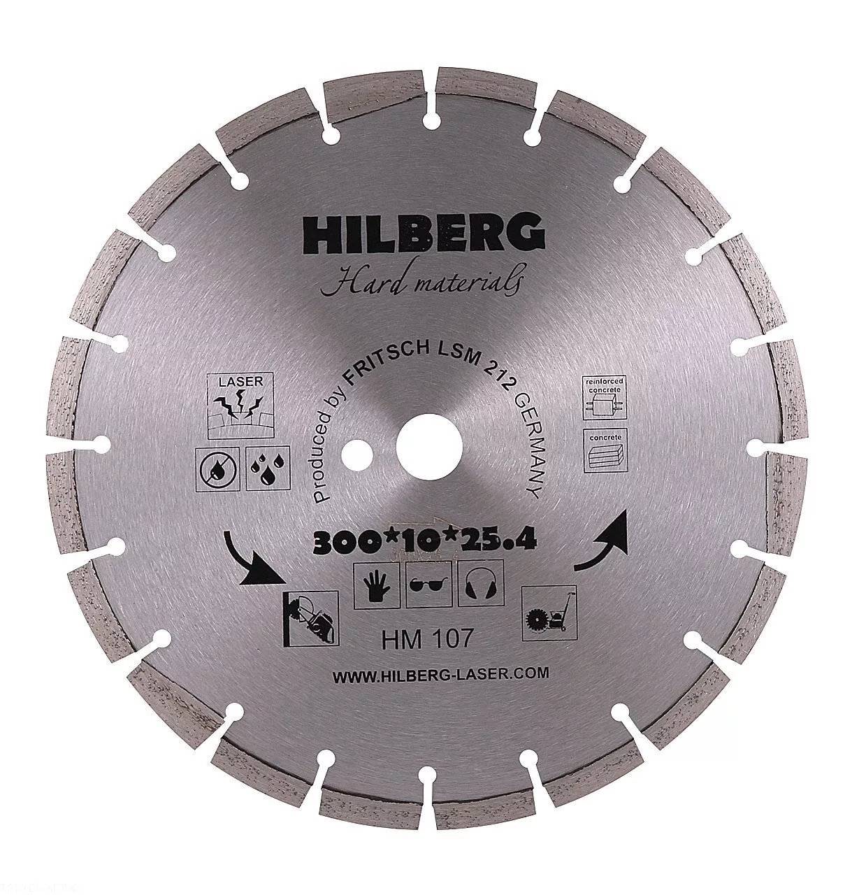 Диск алмазный отрезной Hilberg Hard Materials Лазер 300*10*25.4/12mm HM107
