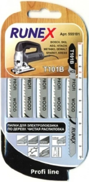 Пилки 100x75 мм. 10 з/д (древес,ДСП,пластмасса h=4-30mm)чистая распил.Т101В 5шт/уп "Runex", 555101