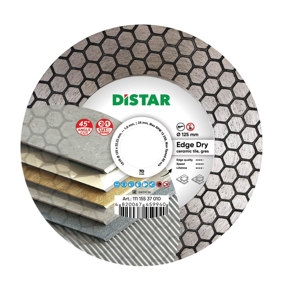 Алмазный диск DISTAR 1A1R 125x1,6x25x22,23 Edge Dry