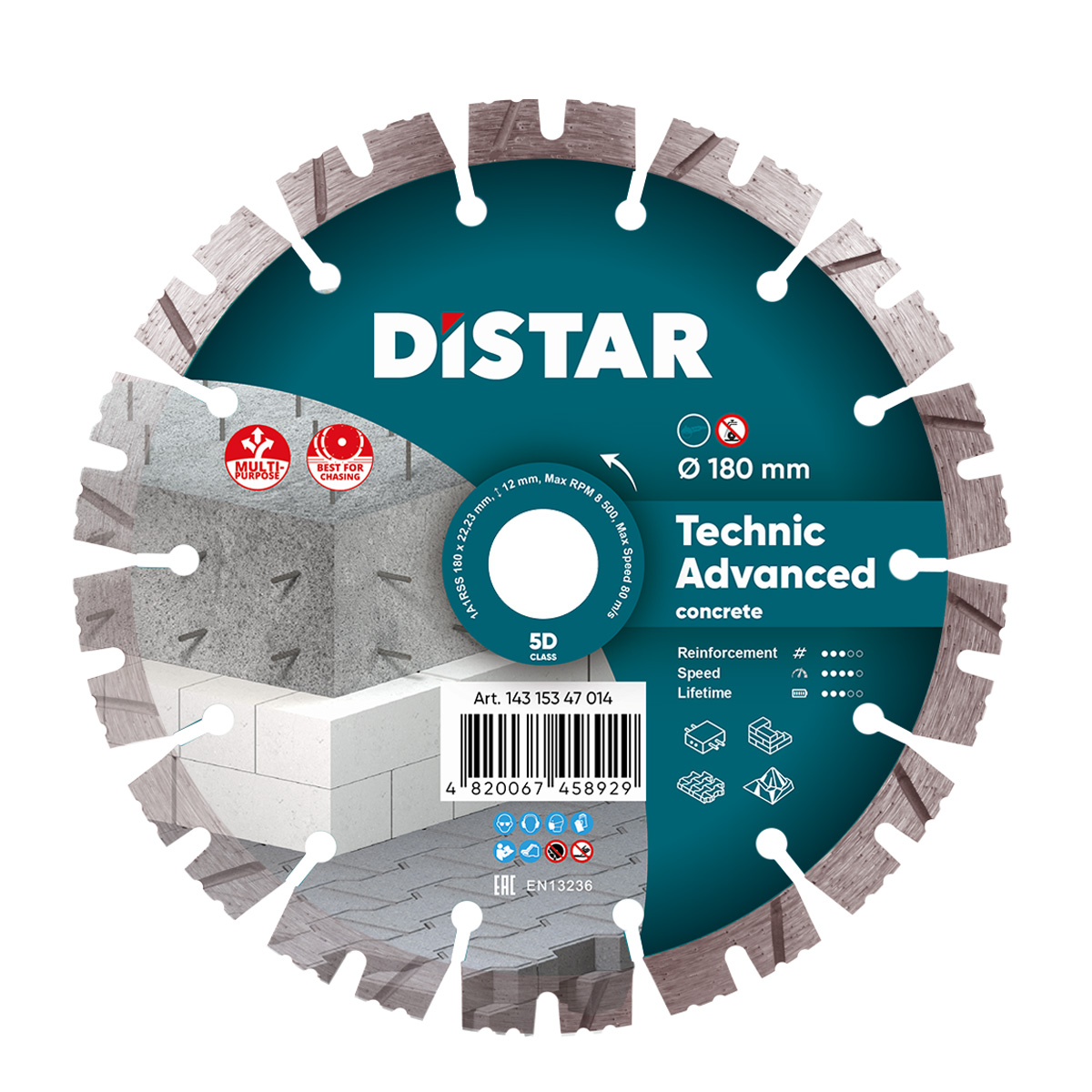Алмазный диск DISTAR 1A1RSS/C3-H 180×2,6/1,8×12×22,2-14 Technic advanced 143 153 47 014