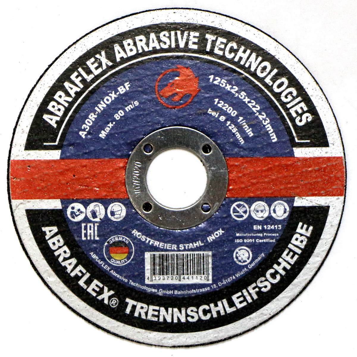 Отрезной круг A30R INOX BF 125х2,5х22,2 нерж+сталь ABRAFLEX 14540