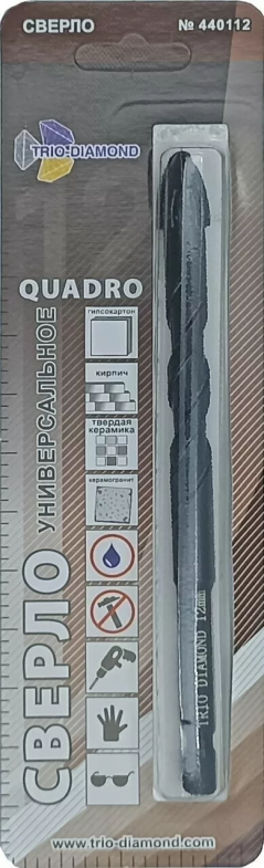 Сверло КВАДРО универсальное 12x65-2В TRIO-DIAMOND