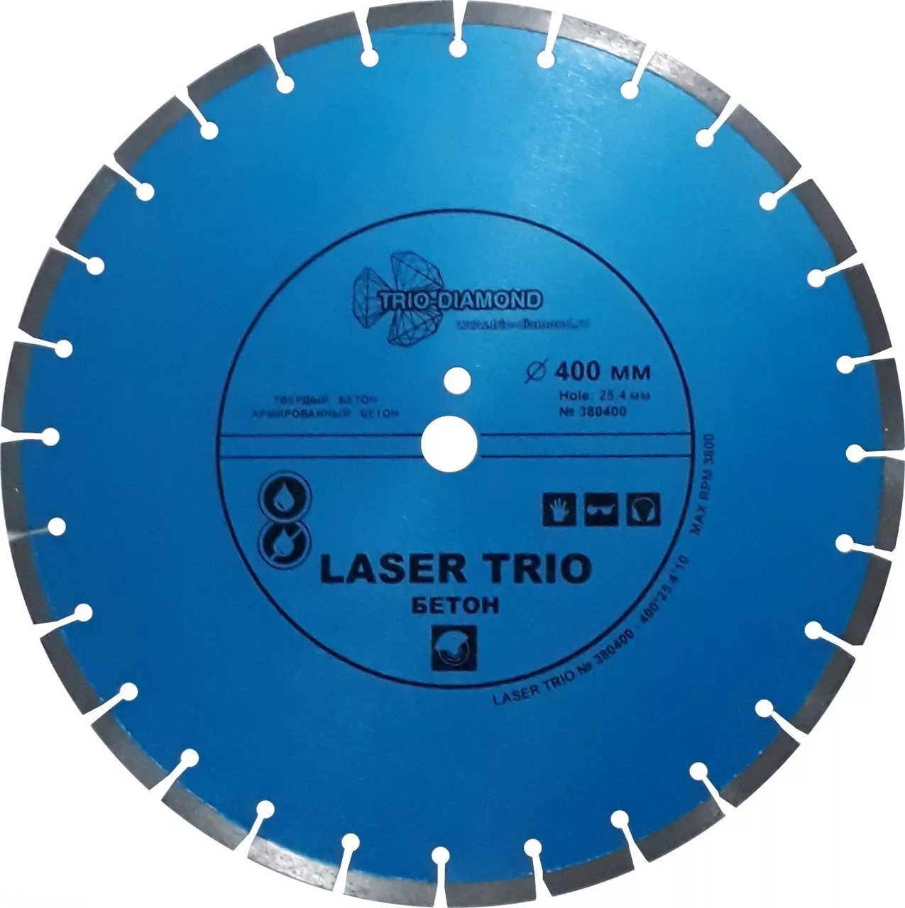Диск алмазный отрезной Trio-Diamond Segment Лазер Бетон 400*10*25.4/12mm 380400