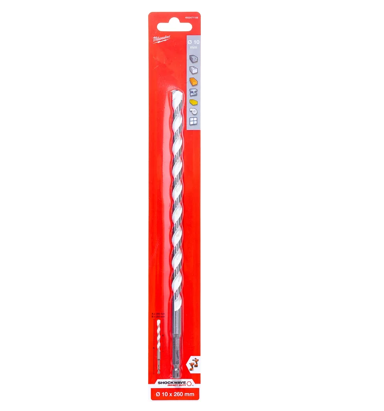 Сверло универсальное Milwaukee HEX 10x260 мм (1шт), 4932471108