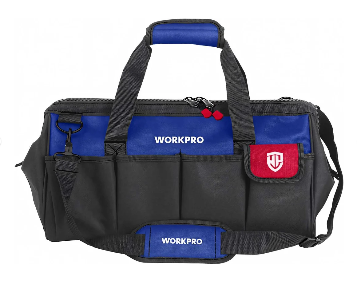 Сумка для инструмента 600D 460х215х245мм WP281005 WORKPRO с широким горлом на молнии.