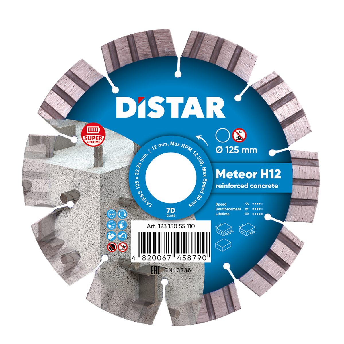 Алмазный диск DISTAR 1А1RSS/C3-W 125×2,2/1,3×12×22,2-10 Meteor H12
