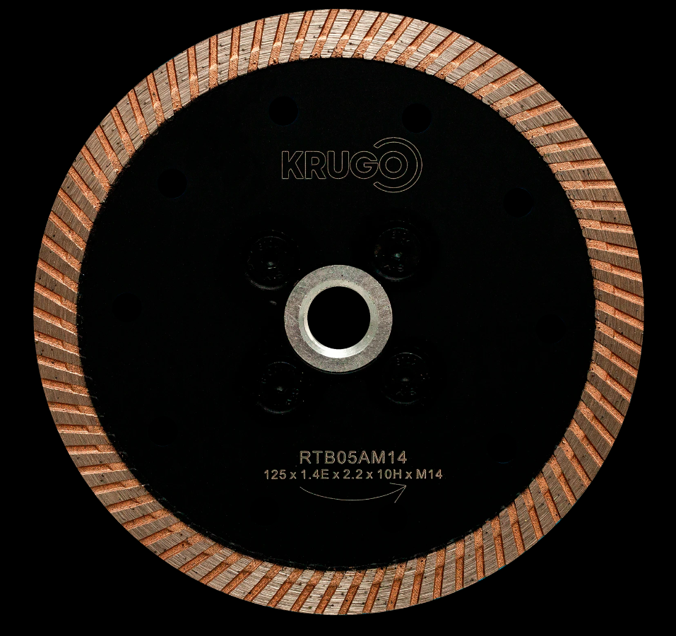 Диск алмазный Турбо с фланцем по граниту 125 x 1,4Е x 2,2 x 10Н x М14 KRUGO 
