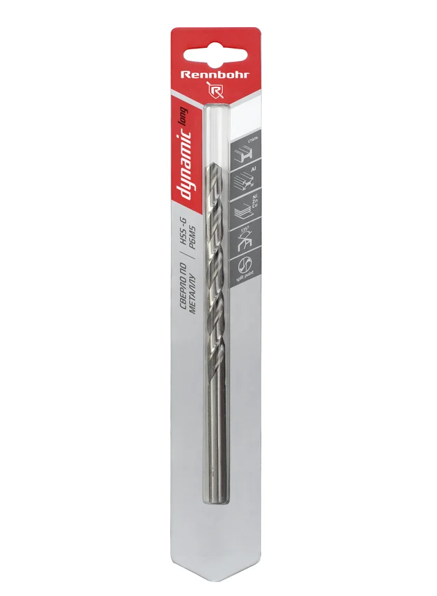 Сверло по металлу ЦХ,  8,0х165мм, HSS-G, P6M5, 1шт/уп, RENNBOHR DYNAMIC LONG CARD 669080.