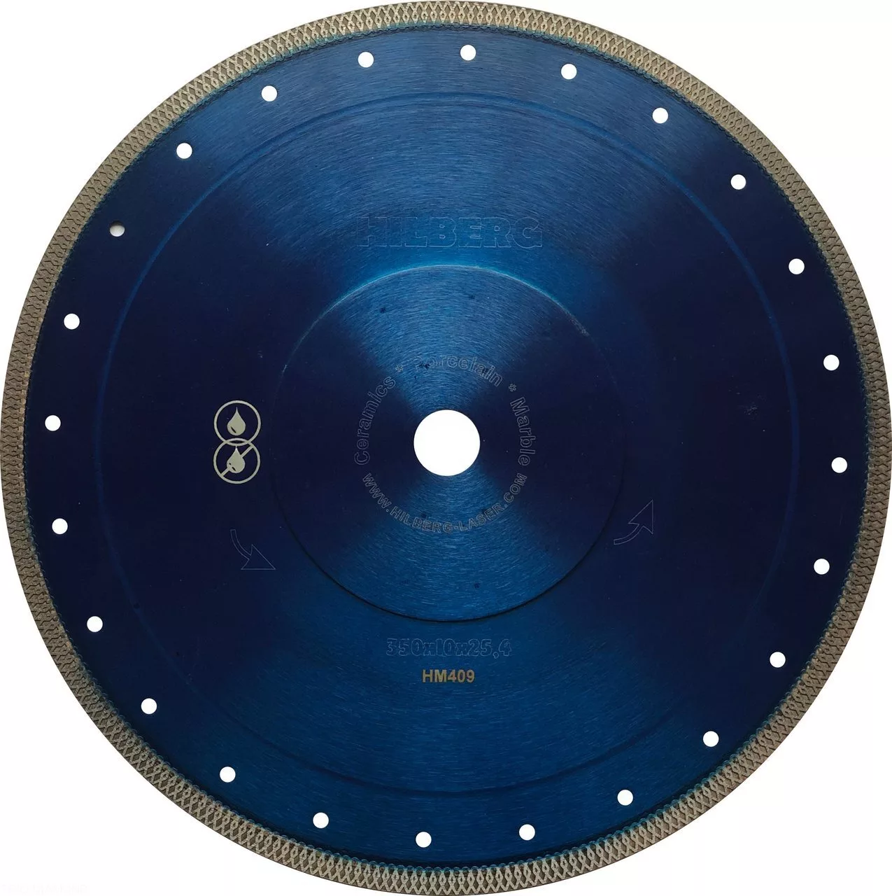 Диск алмазный отрезной Hilberg ультратонкий Hard Materials Х-type 350*10*25.4 Толщина реж.кромки 2.2mm HM409
